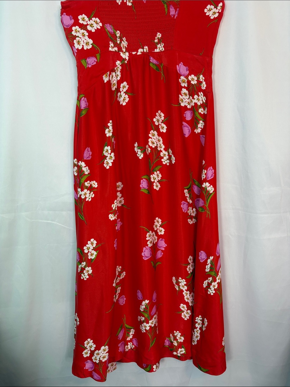 MAEVE by Anthropologie Red Floral Midi Dress with Pink & White Accents Size M - Picture 7 of 10